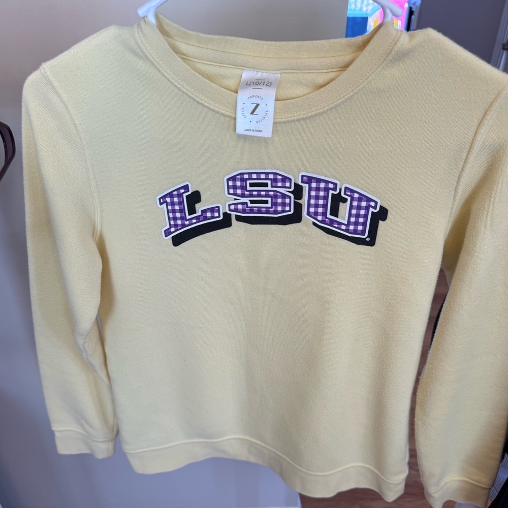 Girls Yellow LSU Crewneck Sweatshirt